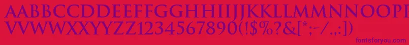 TrajanBold Font – Purple Fonts on Red Background
