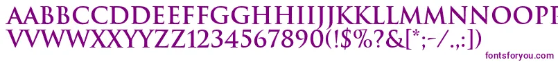 TrajanBold-Schriftart – Violette Schriften auf weißem Hintergrund