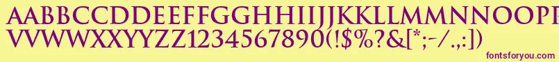 TrajanBold Font – Purple Fonts on Yellow Background