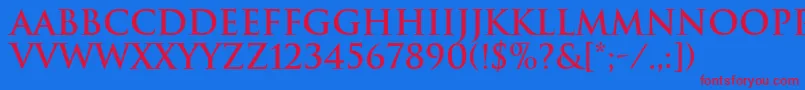 TrajanBold Font – Red Fonts on Blue Background