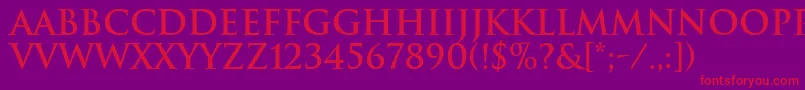TrajanBold Font – Red Fonts on Purple Background