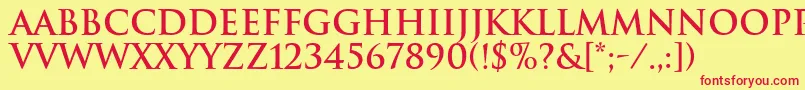 TrajanBold Font – Red Fonts on Yellow Background