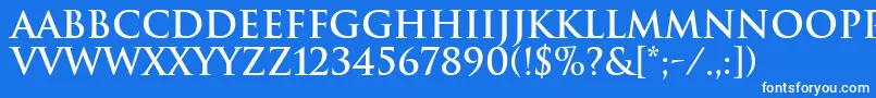 フォントTrajanBold – 青い背景に白い文字