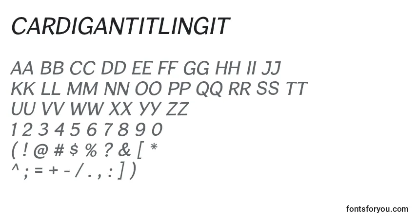 Czcionka CardiganTitlingIt – alfabet, cyfry, specjalne znaki