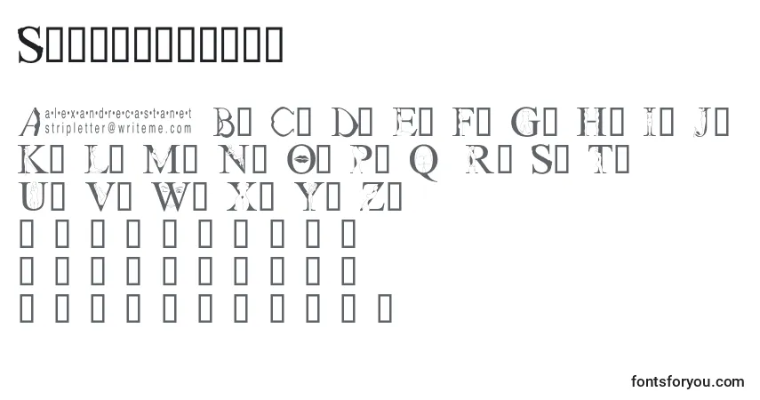 Czcionka Stripletter1 – alfabet, cyfry, specjalne znaki