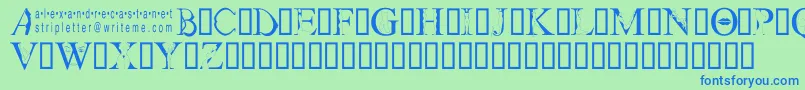 Stripletter1 Font – Blue Fonts on Green Background