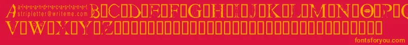 フォントStripletter1 – 赤い背景にオレンジの文字