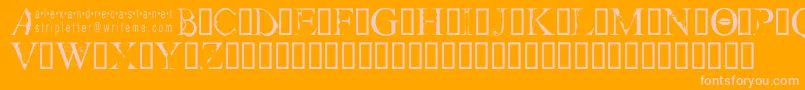 Stripletter1-Schriftart – Rosa Schriften auf orangefarbenem Hintergrund