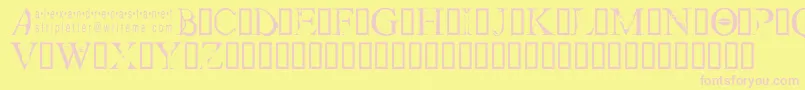 Stripletter1-Schriftart – Rosa Schriften auf gelbem Hintergrund