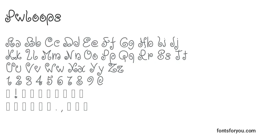 A fonte Pwloops – alfabeto, números, caracteres especiais