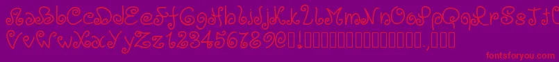 Pwloops-Schriftart – Rote Schriften auf violettem Hintergrund