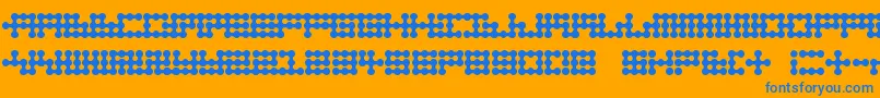 Czcionka Nodetonowhere – niebieskie czcionki na pomarańczowym tle