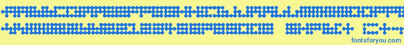 Nodetonowhere-Schriftart – Blaue Schriften auf gelbem Hintergrund