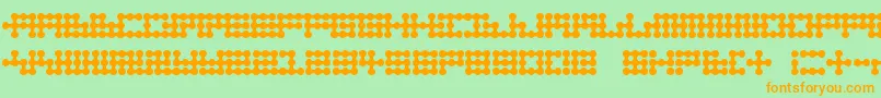 Nodetonowhere-Schriftart – Orangefarbene Schriften auf grünem Hintergrund