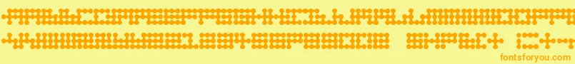 Nodetonowhere-Schriftart – Orangefarbene Schriften auf gelbem Hintergrund