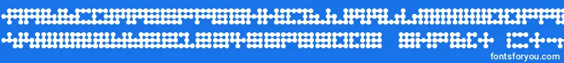 Nodetonowhere-Schriftart – Weiße Schriften auf blauem Hintergrund