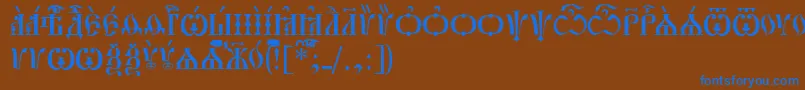 PochaevskCapsIeucs Font – Blue Fonts on Brown Background