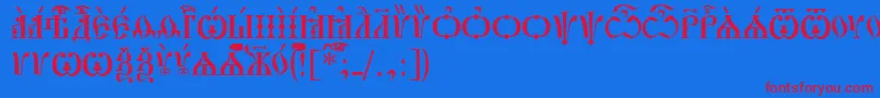 PochaevskCapsIeucs Font – Red Fonts on Blue Background