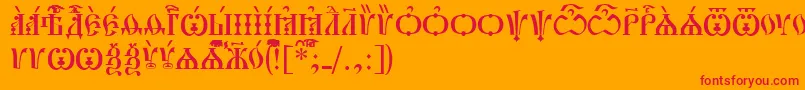 PochaevskCapsIeucs Font – Red Fonts on Orange Background