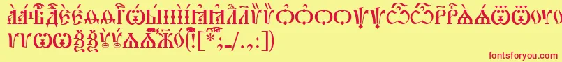 PochaevskCapsIeucs Font – Red Fonts on Yellow Background