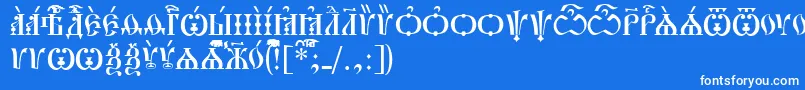 フォントPochaevskCapsIeucs – 青い背景に白い文字