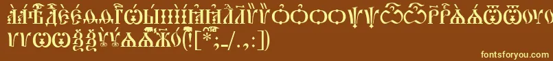 Шрифт PochaevskCapsIeucs – жёлтые шрифты на коричневом фоне