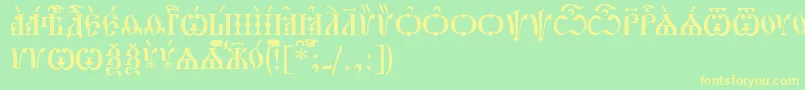 PochaevskCapsIeucs Font – Yellow Fonts on Green Background