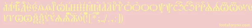 PochaevskCapsIeucs Font – Yellow Fonts on Pink Background