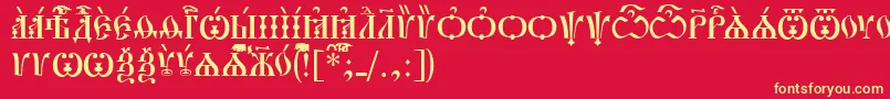 フォントPochaevskCapsIeucs – 黄色の文字、赤い背景