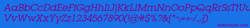 LugabookcItalic Font – Purple Fonts on Blue Background