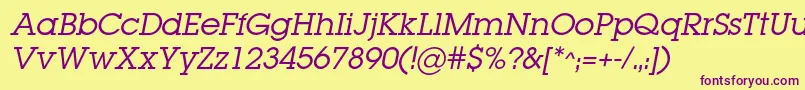 LugabookcItalic Font – Purple Fonts on Yellow Background