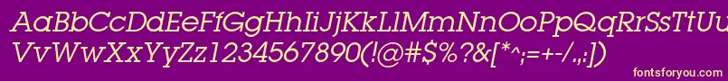 LugabookcItalic Font – Yellow Fonts on Purple Background