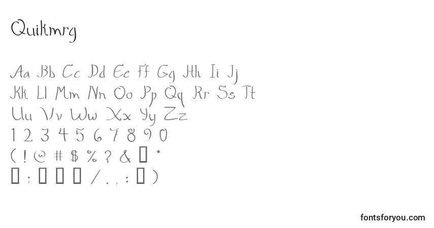 A fonte Quikmrg – alfabeto, números, caracteres especiais