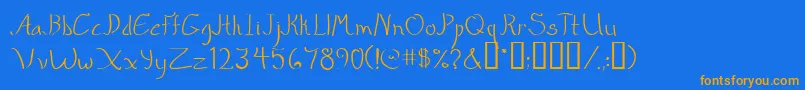 Quikmrg Font – Orange Fonts on Blue Background