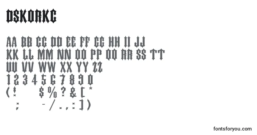 Czcionka Dskorkc – alfabet, cyfry, specjalne znaki