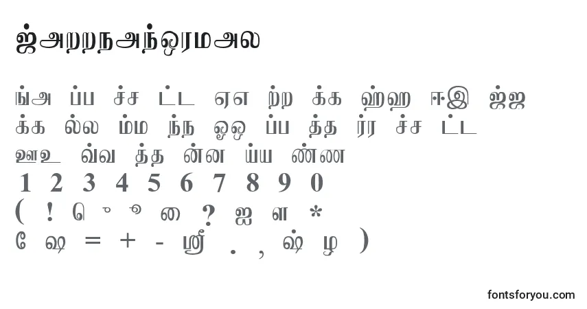 Schriftart JaffnaNormal – Alphabet, Zahlen, spezielle Symbole