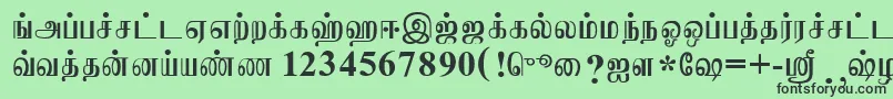 Fonte JaffnaNormal – fontes pretas em um fundo verde
