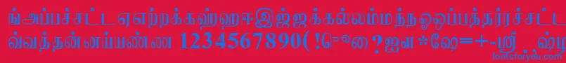 JaffnaNormal-Schriftart – Blaue Schriften auf rotem Hintergrund