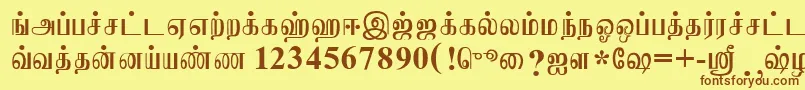 Fonte JaffnaNormal – fontes marrons em um fundo amarelo