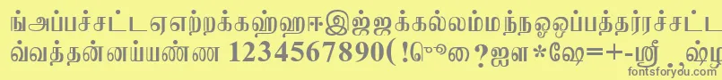 Saiba mais sobre a fonte JaffnaNormal Fonte JaffnaNormal – fontes cinzas em um fundo amarelo