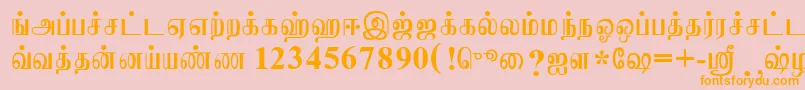 Saiba mais sobre a fonte JaffnaNormal Fonte JaffnaNormal – fontes laranjas em um fundo rosa