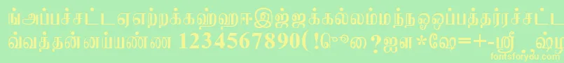 More about JaffnaNormal Font JaffnaNormal Font – Yellow Fonts on Green Background