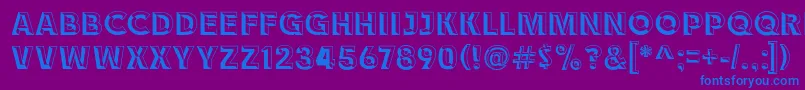 Race1BranntChiseledNcv-Schriftart – Blaue Schriften auf violettem Hintergrund