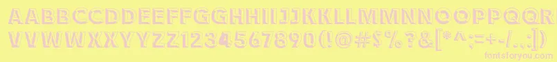 Race1BranntChiseledNcv-fontti – vaaleanpunaiset fontit keltaisella taustalla