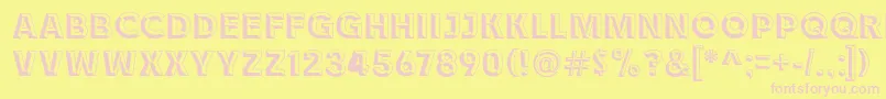 Race1BranntChiseledNcv Font – Pink Fonts on Yellow Background