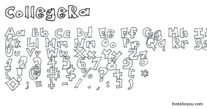 Czcionka CollegeRa – alfabet, cyfry, specjalne znaki