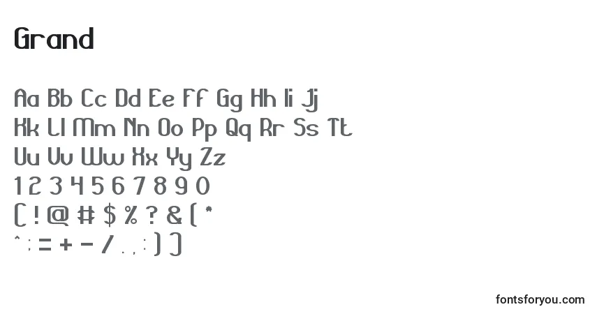 Grand-fontti – aakkoset, numerot, erikoismerkit