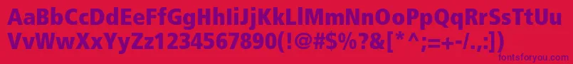 FrutigerLt87ExtraBlackCondensed-Schriftart – Violette Schriften auf rotem Hintergrund