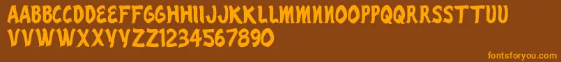 RenoCasino-Schriftart – Orangefarbene Schriften auf braunem Hintergrund