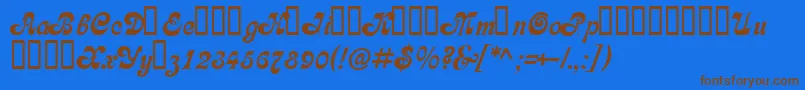 フォントAsessor – 茶色の文字が青い背景にあります。